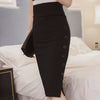 Midi Skirt Slim OL Sexy Open Slit Button