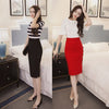 Midi Skirt Slim OL Sexy Open Slit Button