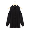 Off Shoulder Long Sleeve Collar Blouse Casual