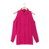 Off Shoulder Long Sleeve Collar Blouse Casual
