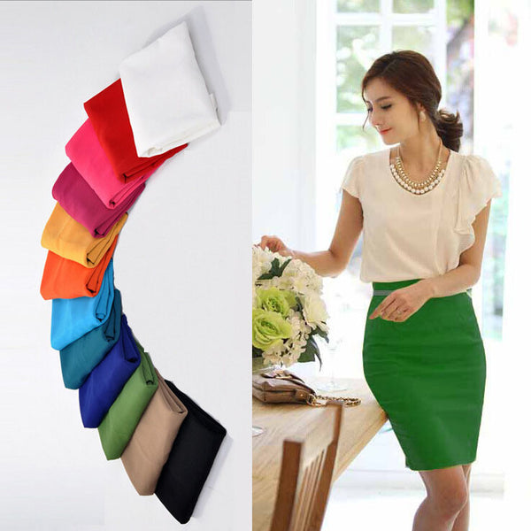 Candy Color Slim Hips Pencil Skirt
