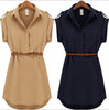 Summer Shirt V-Neck Short A-Line  Chiffon Dress