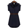 Summer Shirt V-Neck Short A-Line  Chiffon Dress