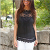 O-Neck Sleeveless Vest Lace Sexy Loose