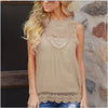 O-Neck Sleeveless Vest Lace Sexy Loose
