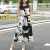 Retro Ink Printing Long Section Dress