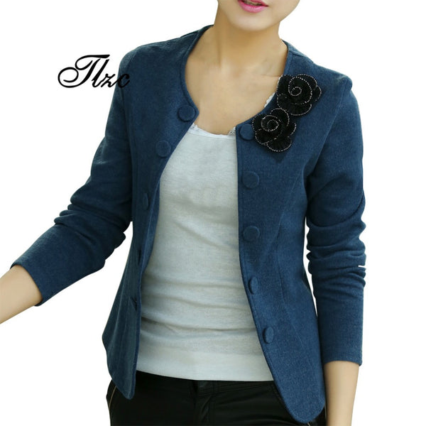Flower & Bow Decoration Lady Slim Jackets