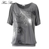 Feather Print Off Shoulder Loose Blouse