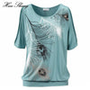 Feather Print Off Shoulder Loose Blouse