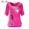 Feather Print Off Shoulder Loose Blouse