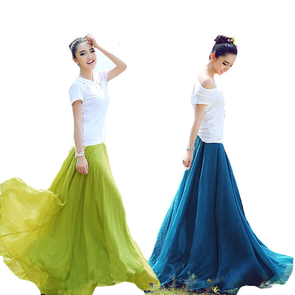 Elastic High Waist Chiffon Skirts